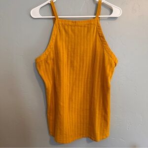 EUC Treasure & bond 100% cotton spaghetti strap blouse with buttons in yellow